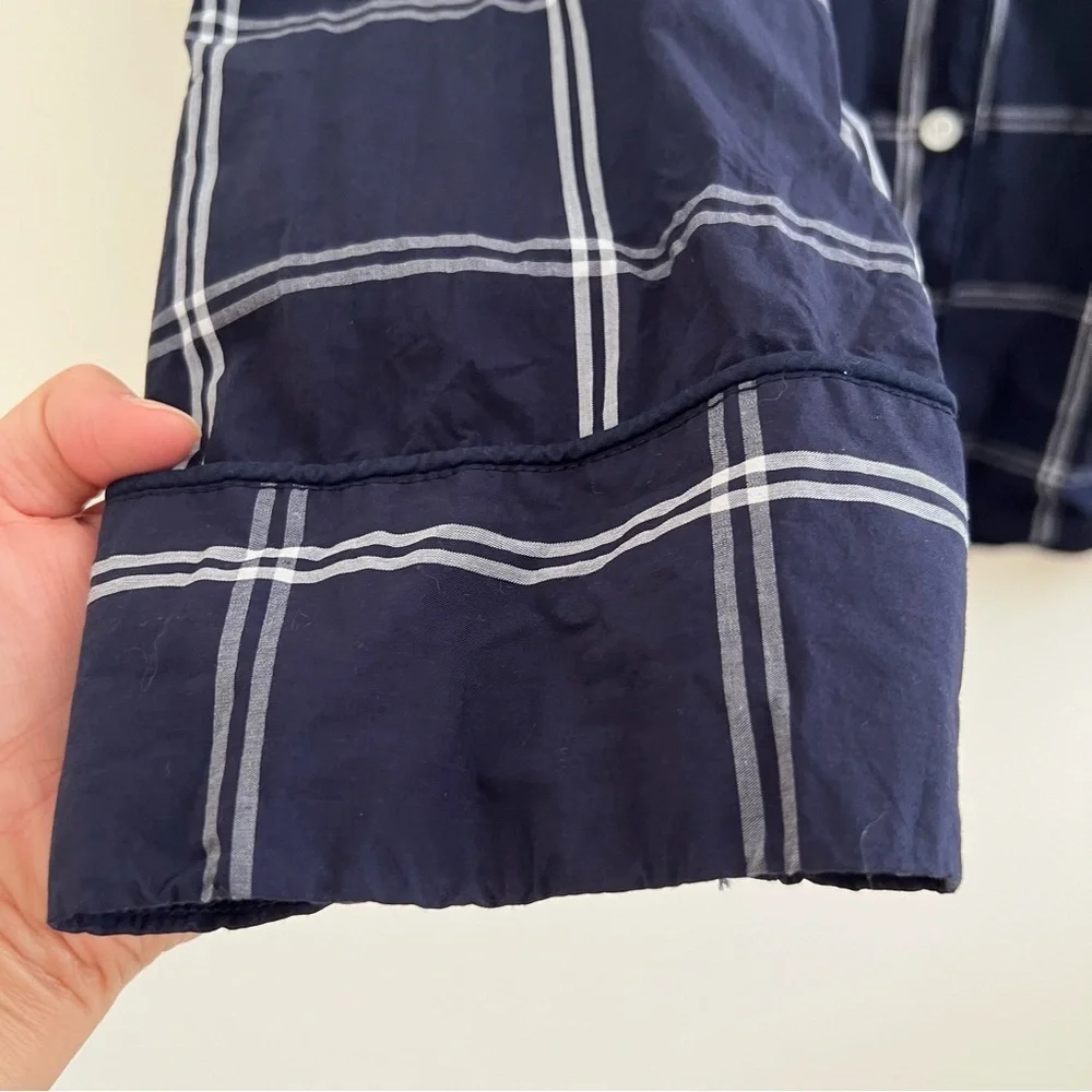 J.Crew Mens Navy‎ Plaid Button Down Shirt Pajama Top Cotton Sleepwear 3X Casual